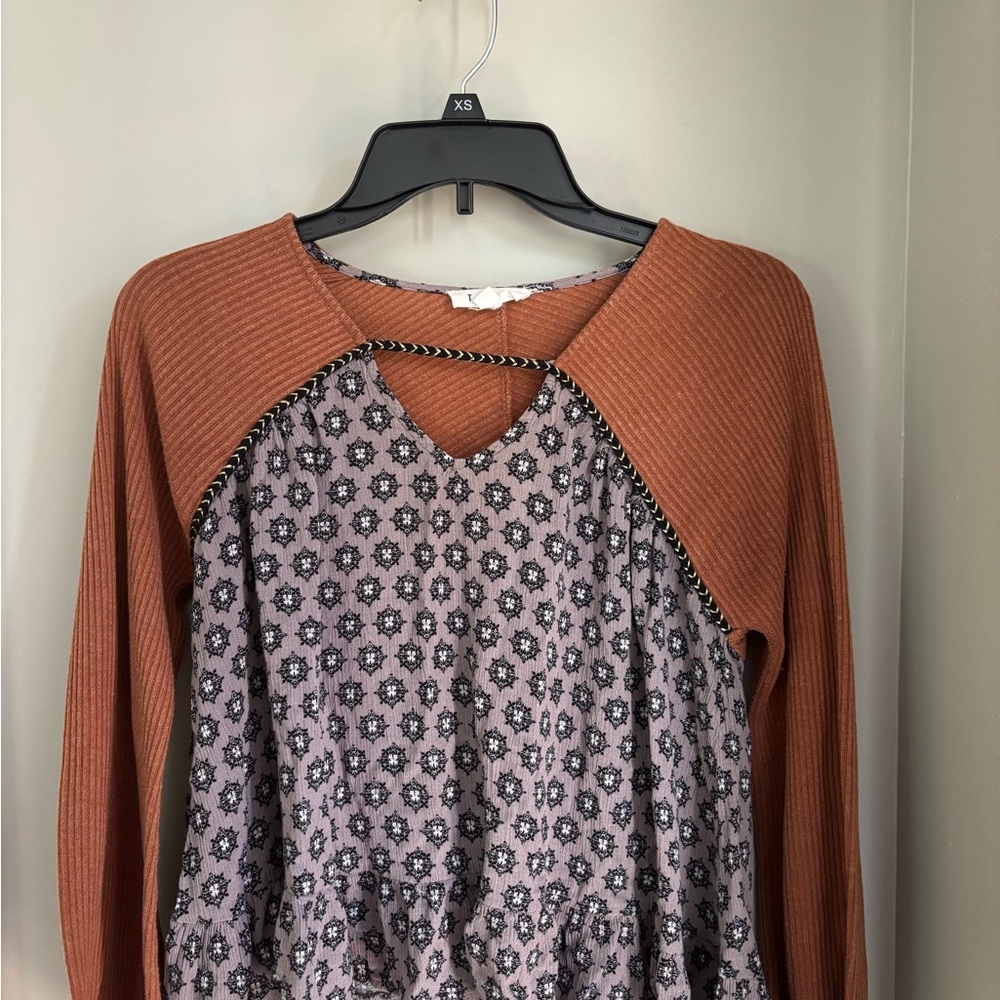 THML Rust and Black Patterned Top